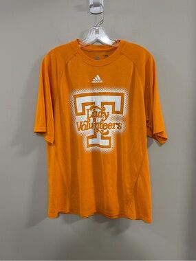 adidas Orange Lady Volunteers Tee with Front Logo and Rocky Top on Sleeve.